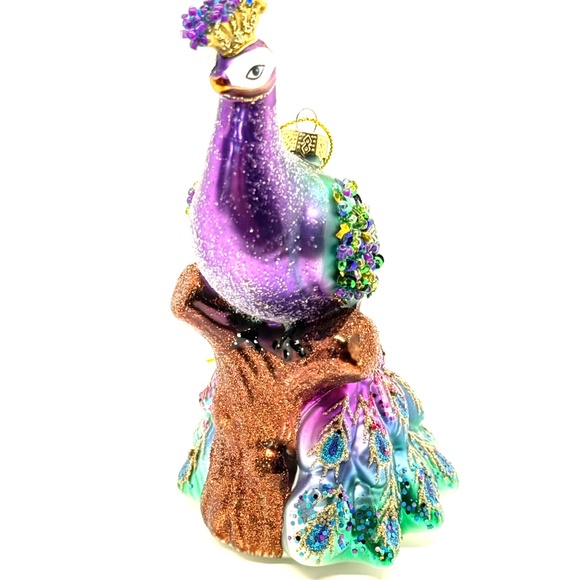 Unique Treasures Exquisite Hand Blown Glass Peacock Ornament - Picture 4 of 7
